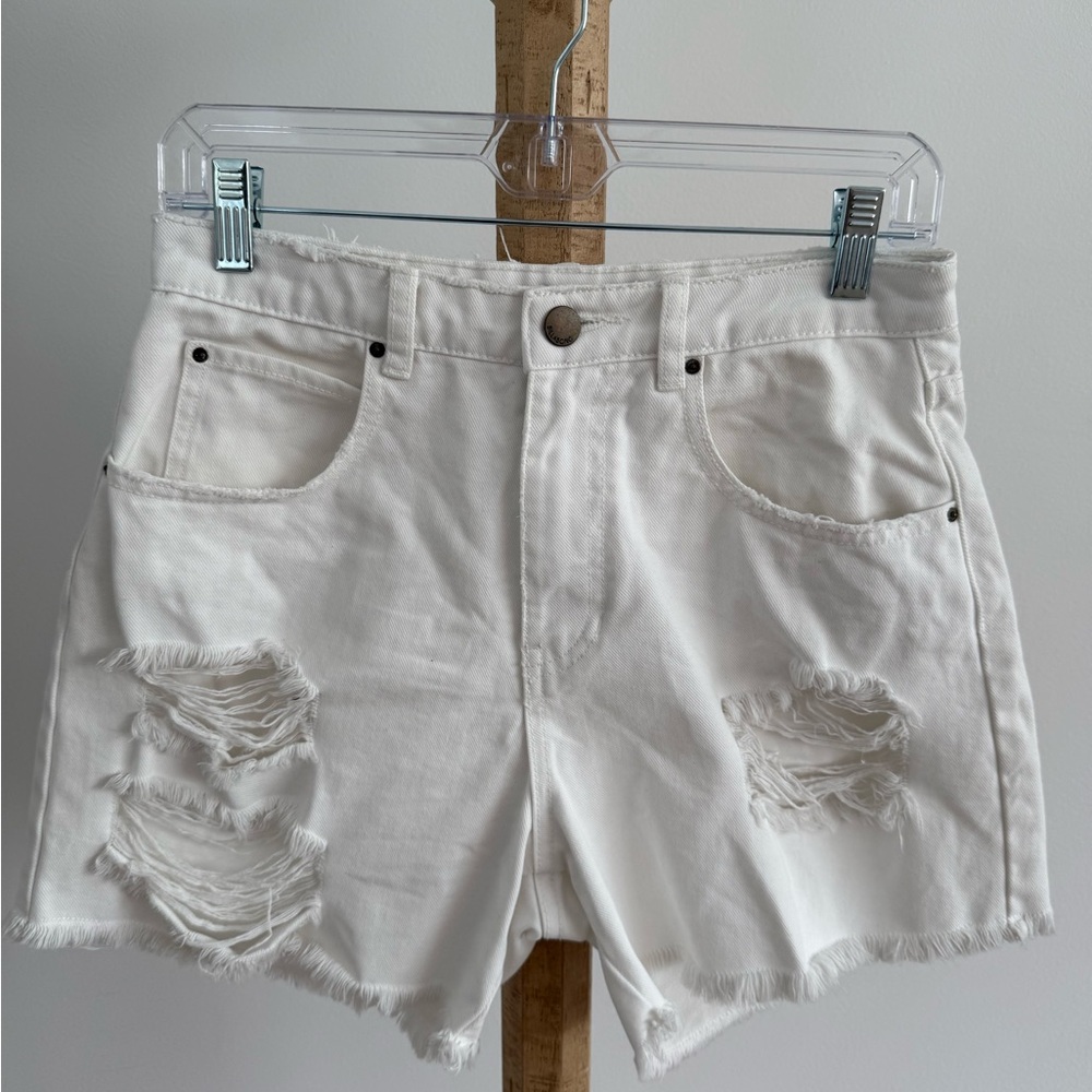 Billabong White Distressed Denim Shorts